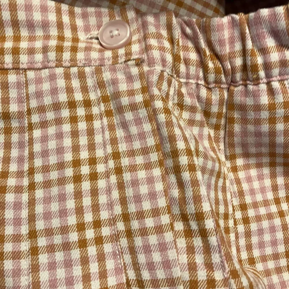 New Aerie Pleated Mini Skirt Pink‎ Brown Gingham Plaid Size XS $49.95 Preppy